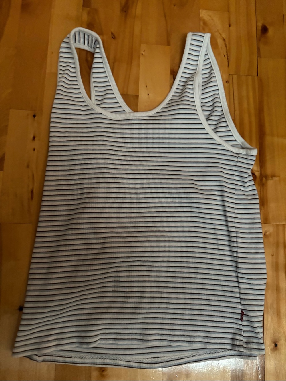 Levi's White & Navy Striped Ribbed Tank